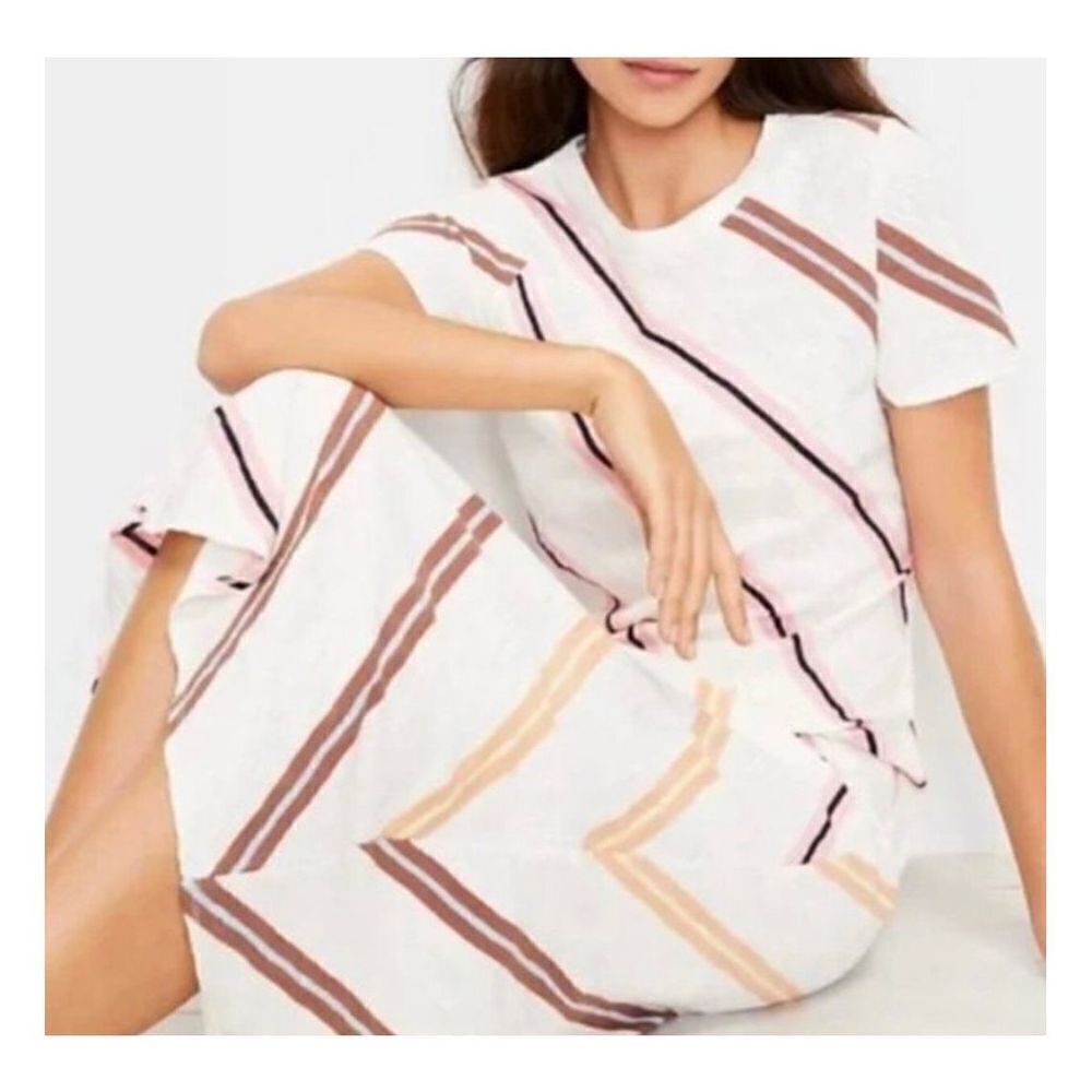 Lou & Grey Slub Knit Midi Dress Cream Stripe‎ size medium - Picture 6 of 14